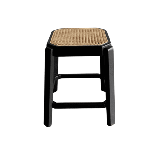 Rolf Teak Wood and Rattan Stool