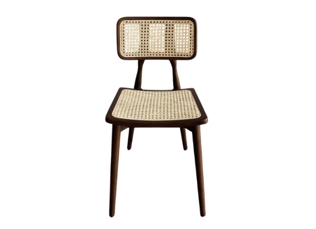 Alrixie Chair Rattan Base – retro teak cafe chair with rattan weave and vintage design